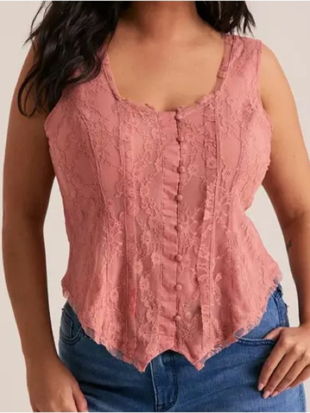torrid Dusty Rose Lace Button-Front Corset Camisole